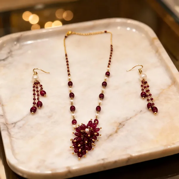 Maroon_Italian_Brass_Necklace_Set_With_Earrings_For_Women
