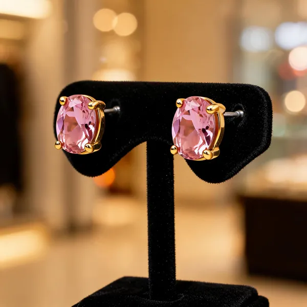 Pink_Italian_Brass_Stud_Earrings_For_Women