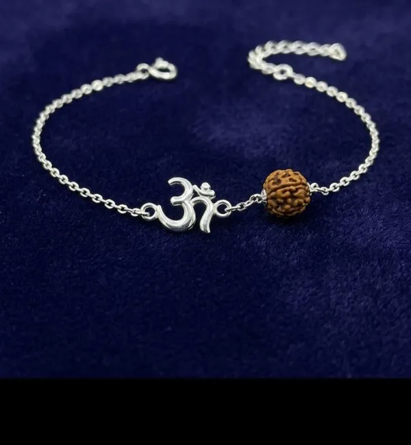 Silver_Tone_Om_Rudraksha_Chain_Bracelet