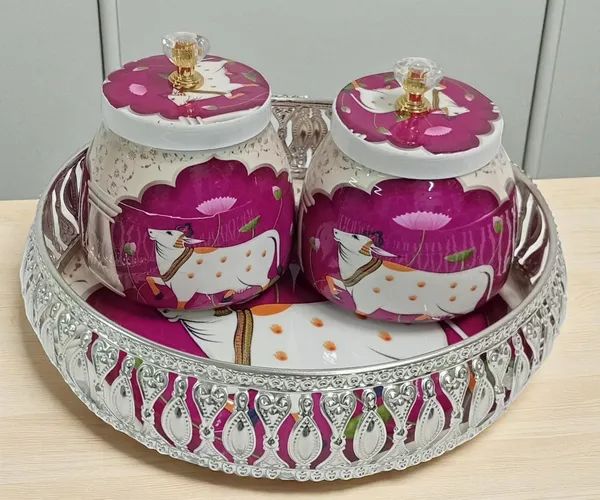 Silver_Tone_Traditional_Floral_Serving_Tray_Set