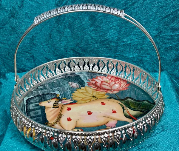 Silver_Tone_Traditional_Lotus_Pattern_Pooja_Thali