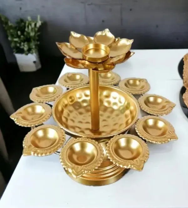 Metal_Traditional_Lotus_Design_Multi_Diya_Set