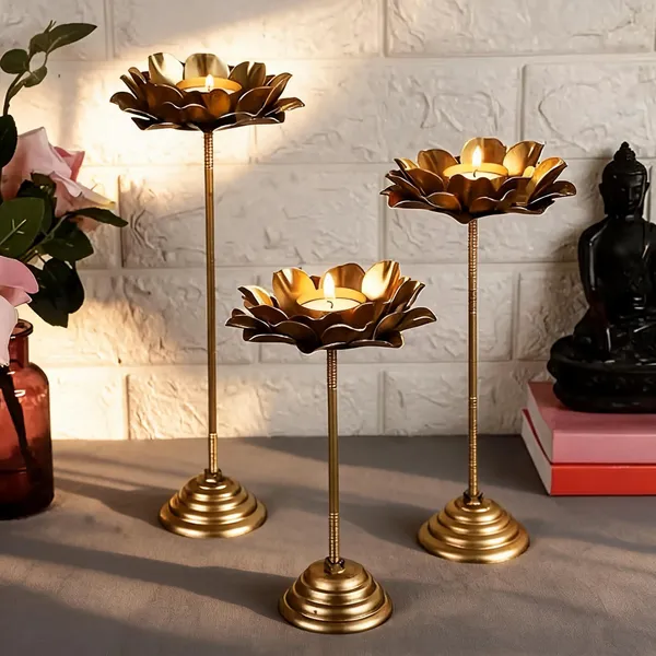 Metal_Festive_Lotus_Petal_Tealight_Candle_Holder_Set