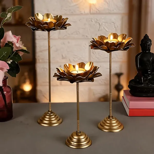 Metal_Festive_Lotus_Petal_Tealight_Candle_Holder_Set