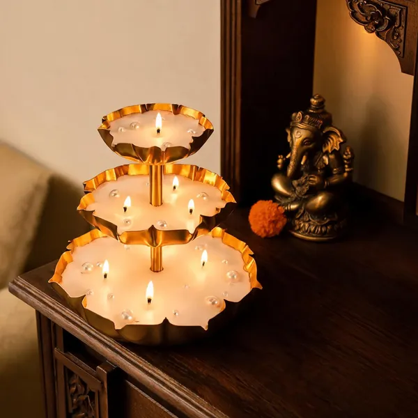 Metal_Festive_Lotus_Three-Tier_Diya_Holder