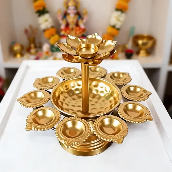 Metal_Traditional_Lotus_Design_Diya_Set