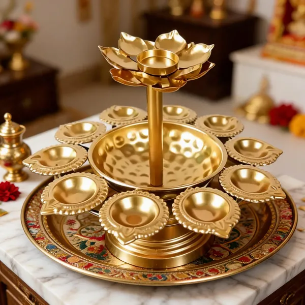 Metal_Traditional_Lotus_Design_Diya_Set