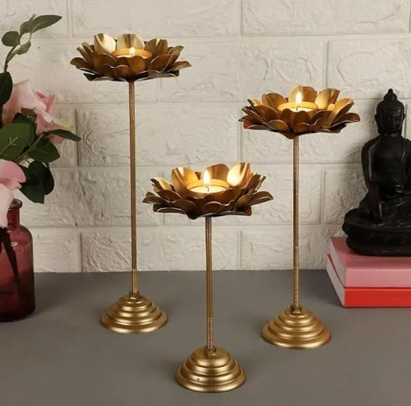 Metal_Lotus_Set_Of_3_Tealight_Candle_Holders