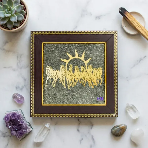 Natural_Golden_Pyrite_Seven_Horses_Frame_Vastu_Home_Office_Decoration_Good_Luck_Gift