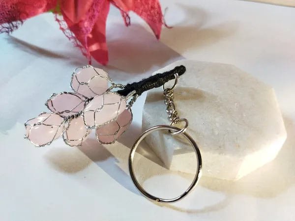 Evershine_100_Natural_Roze_Quartz_Stone_Keychain_For_Mens_And_Women