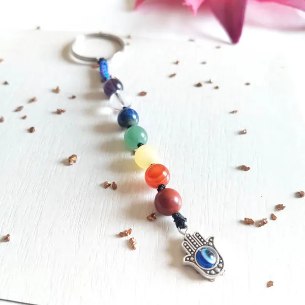 Natural_Seven_Chakra_8_Mm_Beads_Keychain_With_Evil_Eye_Charm