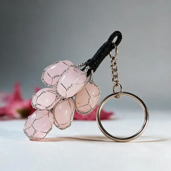 Evershine_100_Natural_Roze_Quartz_Stone_Keychain_For_Mens_And_Women