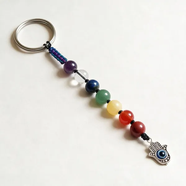 Natural_Seven_Chakra_8_Mm_Beads_Keychain_With_Evil_Eye_Charm