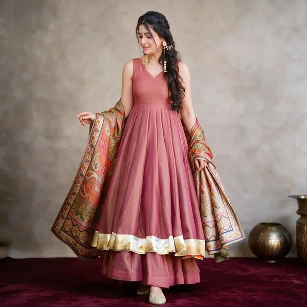 Pink_Silk_Crush_Printed_Anarkali_Suit_Set_For_Women