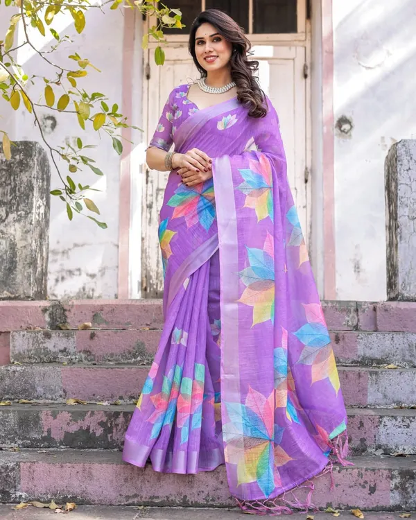 Purple_Sheer_Floral_Print_Saree_for_Women
