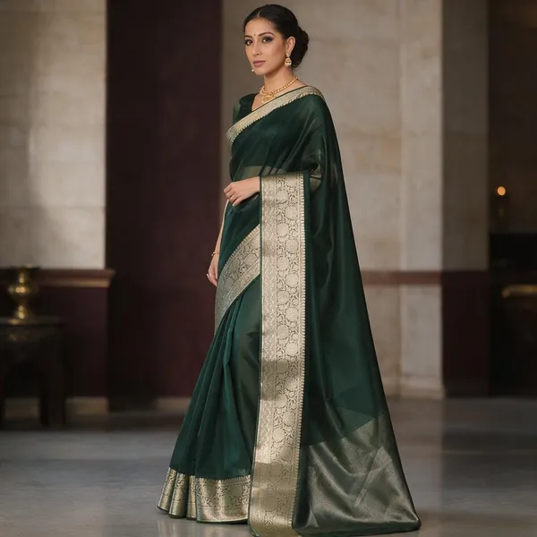 Green_Organza_Zari_Border_Woven_Saree_For_Women