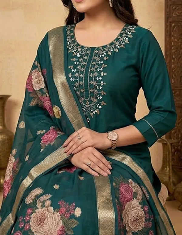 Teal_Embroidered_Kurta_Set_for_Women