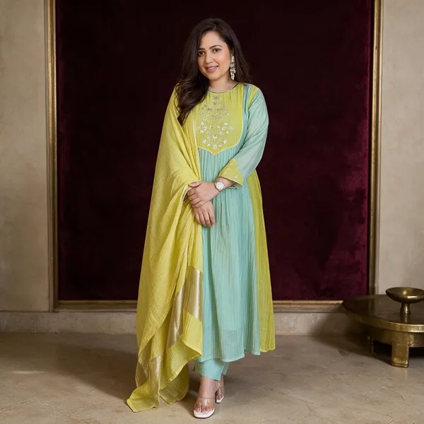 Mint_Green_Yellow_Mul_Chanderi_Embellished_Anarkali_Suit_For_Women