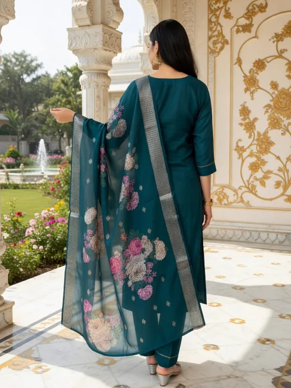 Teal_Embroidered_Kurta_Set_for_Women