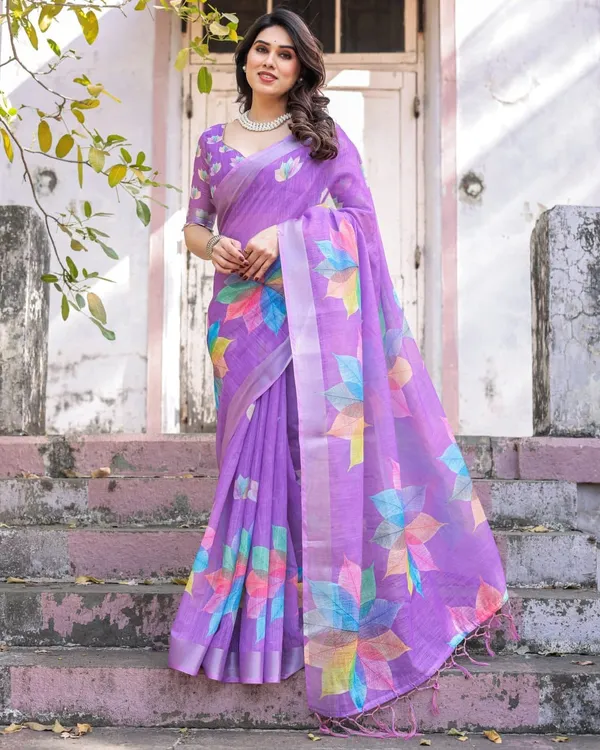 Purple_Sheer_Floral_Print_Saree_for_Women