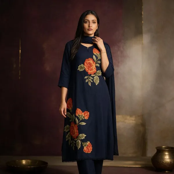Navy_Cotton_Straight_Embroidered_Kurta_Set_For_Women