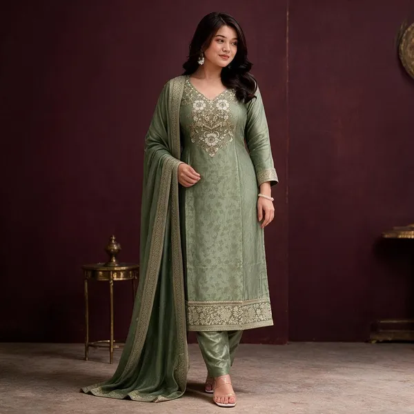 Sage_Green_Malay_Glass_Tissue_Straight_Embroidered_Kurta_Set_For_Women