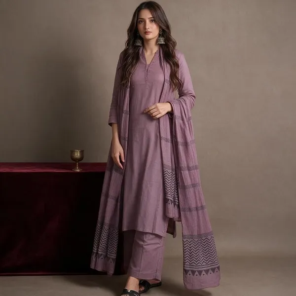 Mauve_Rayon_Slub_Straight_Fit_Kurta_Set_For_Women