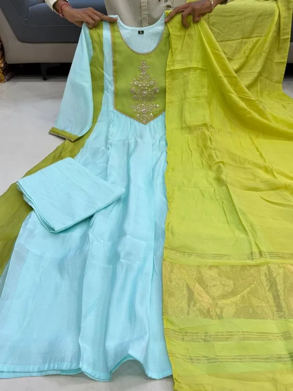 Mint_Green_And_Yellow_Embellished_Anarkali_Suit_For_Women