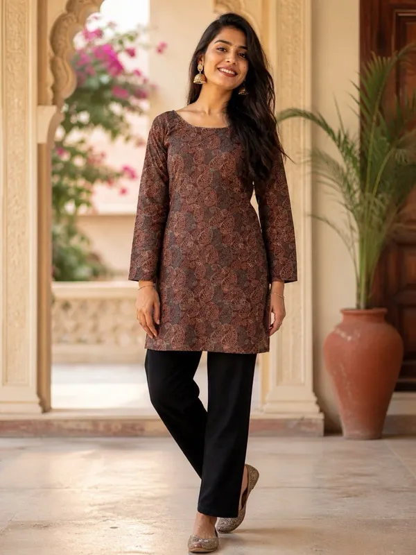 Brown_Printed_Straight_Kurta_Set_for_Women
