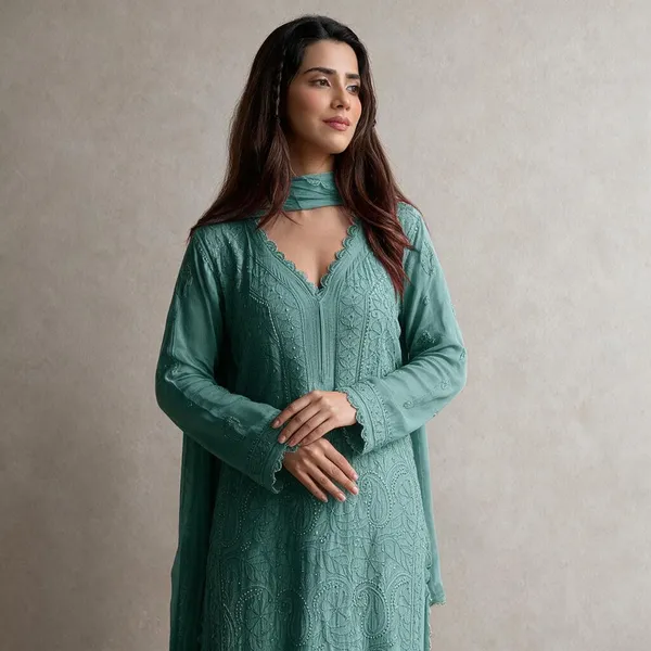 Teal_Georgette_Embroidered_Straight_Kurta_For_Women