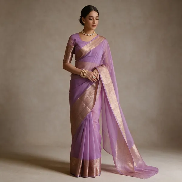 Lavender_Organza_Zari_Border_Saree_For_Women