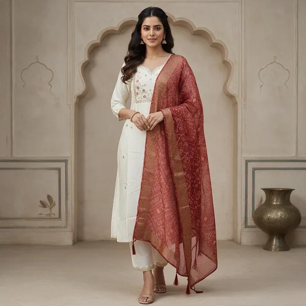 Cream_Chanderi_Jacquard_Printed_Dupatta_For_Women