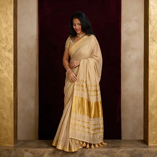 Beige_Tissue_Silk_Striped_Traditional_Saree_For_Women