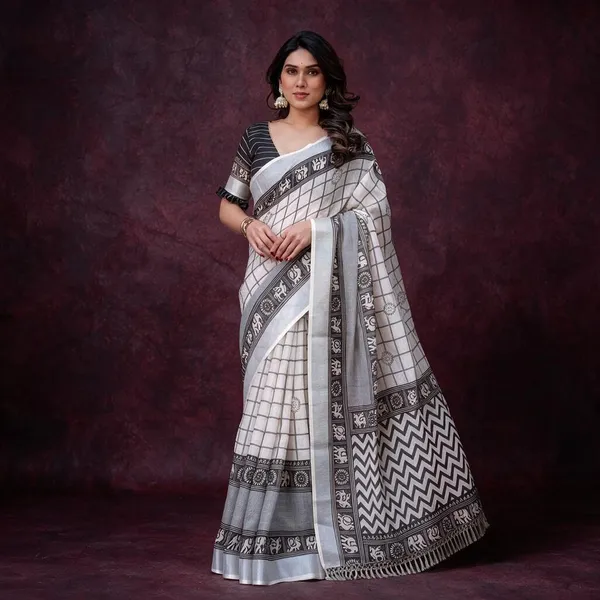 Grey_Linen_Geometric_Printed_Saree_For_Women