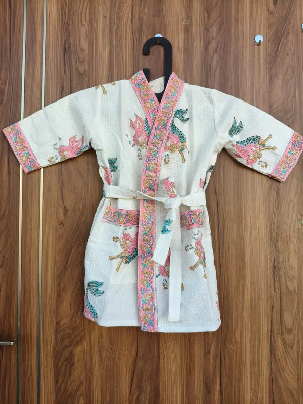 Multicolor_Waffle_Cotton_Kids_Bathrobes_For_Boys_&_Girls
