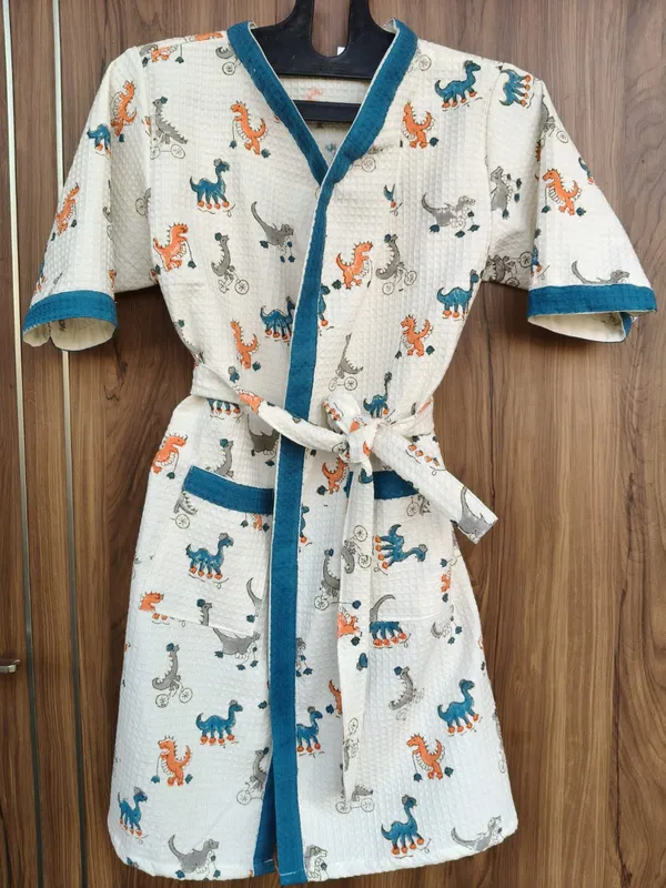 Multicolor_Waffle_Cotton_Kids_Bathrobes_For_Boys_&_Girls