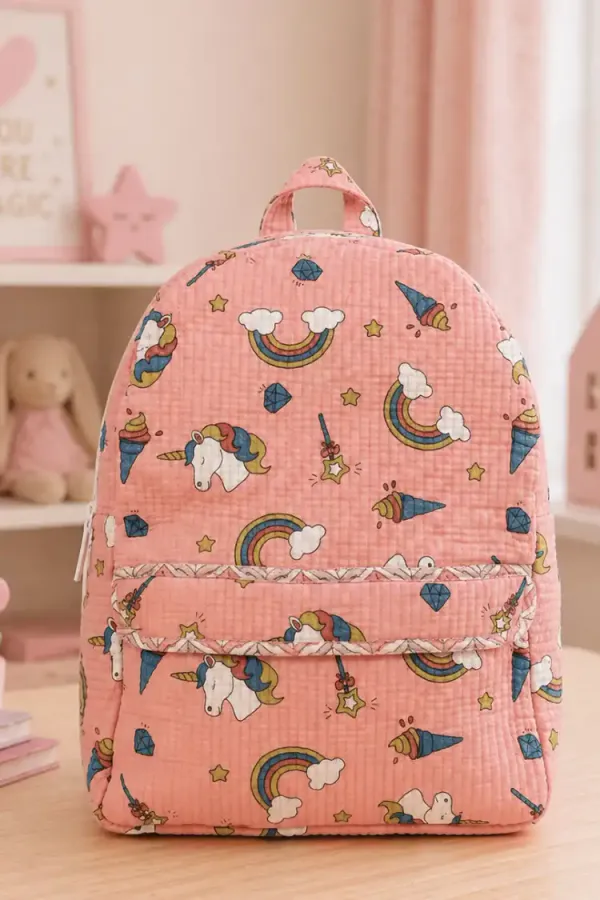 Peach_Cotton_Kids_Quilted_Backpacks_For_Boys_&_Girls