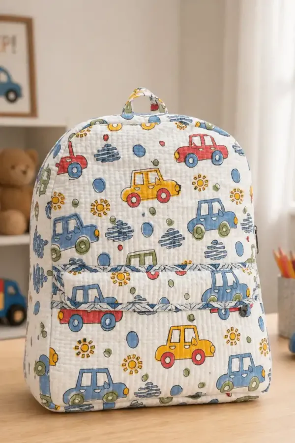 White_&_Multi_Cotton_Kids_Quilted_Backpacks_For_Boys_&_Girls