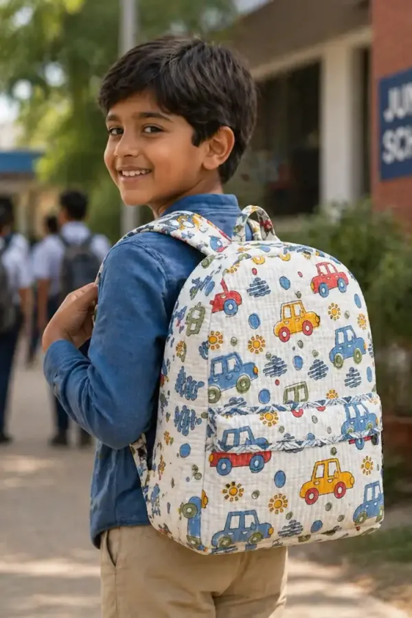 White_&_Multi_Cotton_Kids_Quilted_Backpacks_For_Boys_&_Girls