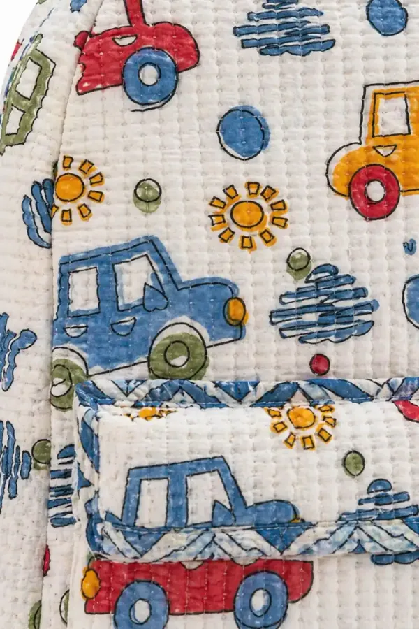 White_&_Multi_Cotton_Kids_Quilted_Backpacks_For_Boys_&_Girls