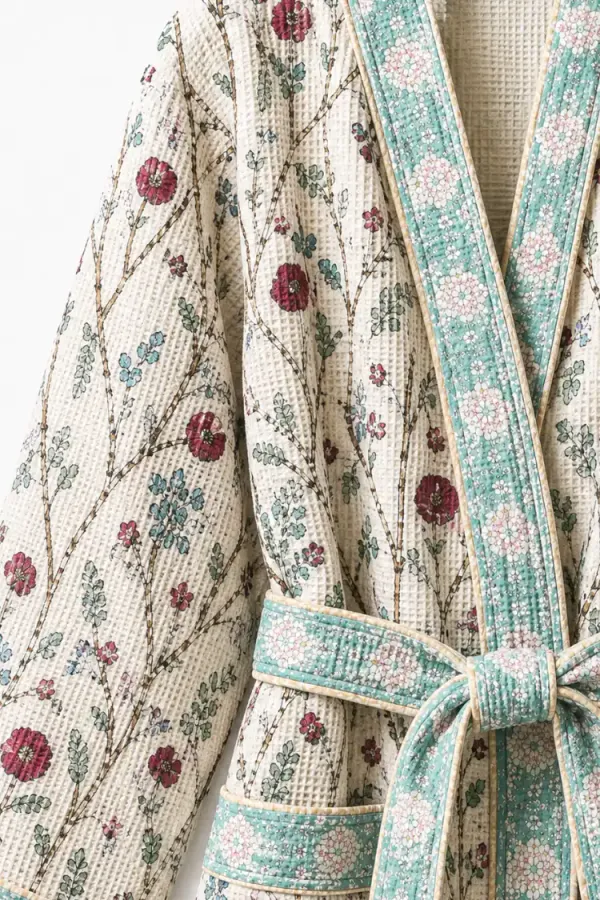Sea_Green_&_Magenta_Waffle_Cotton_Bathrobes_For_Unisex