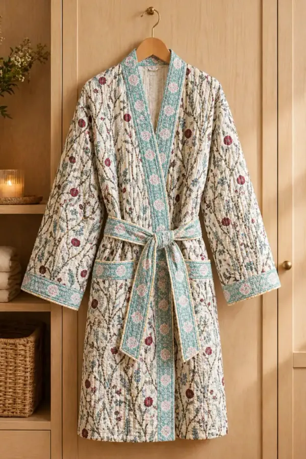 Sea_Green_&_Magenta_Waffle_Cotton_Bathrobes