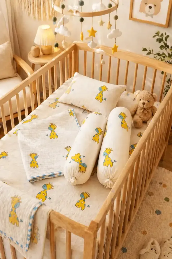 Beige_&_Yellow_Soft_Cotton_Bedding_Set_For_Infants
