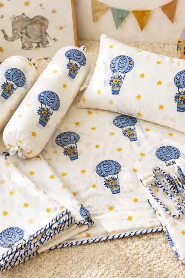 Beige_&_Blue_Soft_Cotton_Bedding_Set_For_Infants