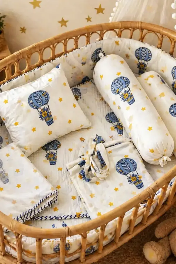 Beige_&_Blue_Soft_Cotton_Bedding_Set_For_Infants