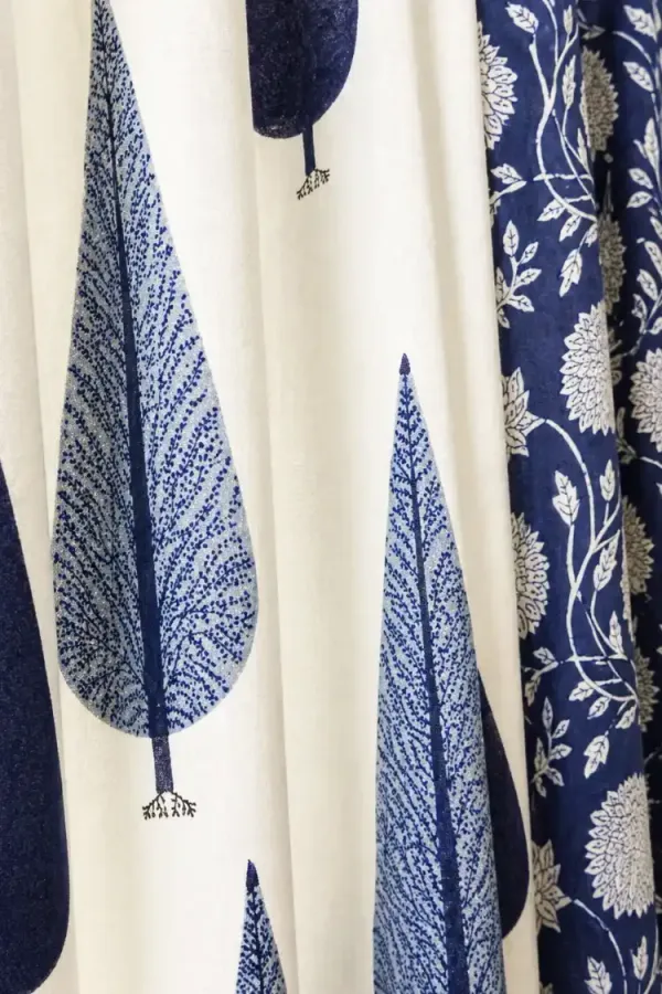 White_&_Indigo_Blue_Cotton_Curtains_For_Door