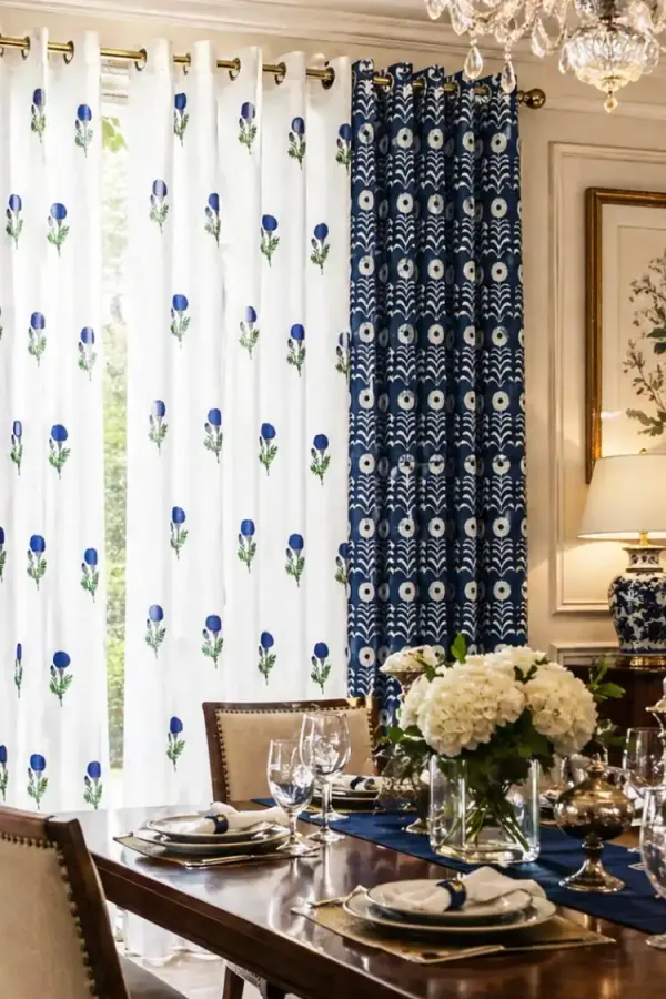 White_&_Indigo_Blue_Cotton_Curtains_For_Door
