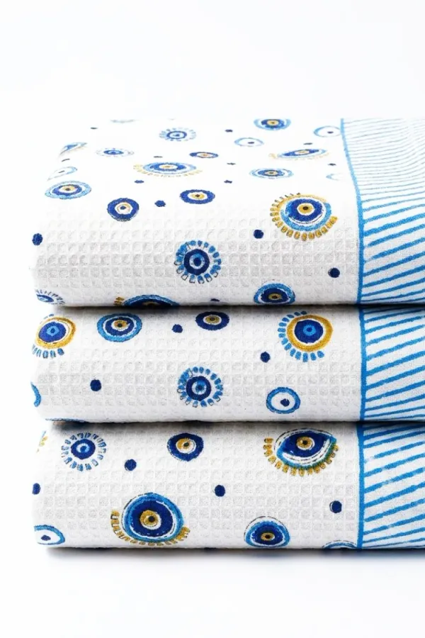 White_&_Blue_Waffle_Cotton_Bathing_Towel_For_Boys_&_Girls