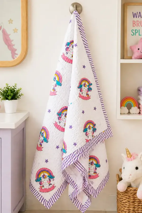 White_&_Purple_Waffle_Cotton_Bathing_Towel_For_Boys_&_Girls