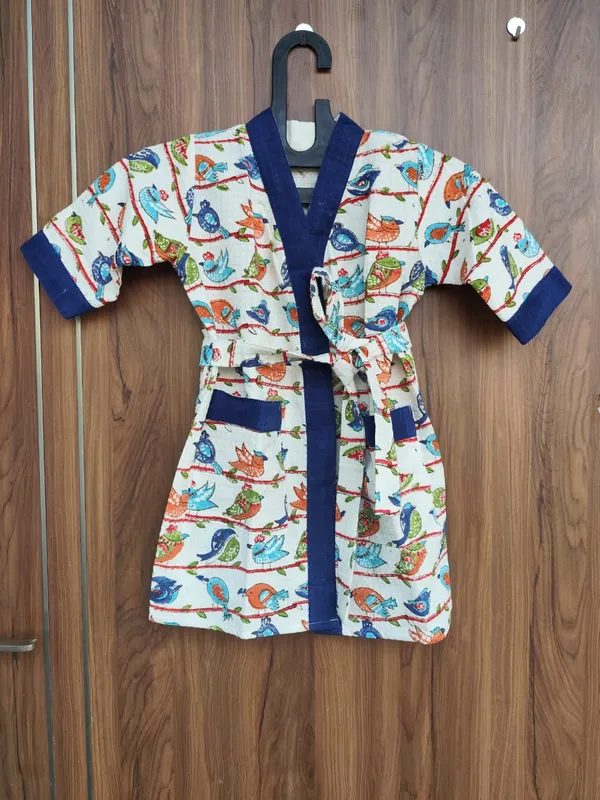 Multicolor_Waffle_Cotton_Kids_Bathrobes_For_Boys_&_Girls